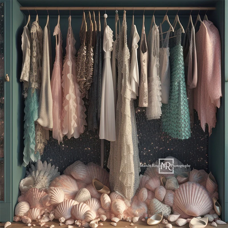 Kate Mermaid Dress-Up Closet Backdrop Designed by Mandy Ringe Photography - Image 2