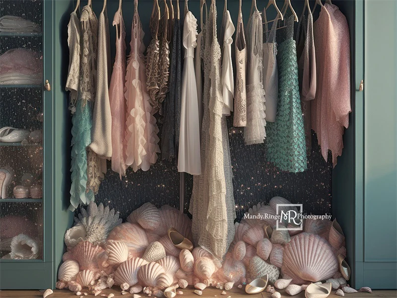 Kate Mermaid Dress-Up Closet Backdrop Designed by Mandy Ringe Photography - Image 3
