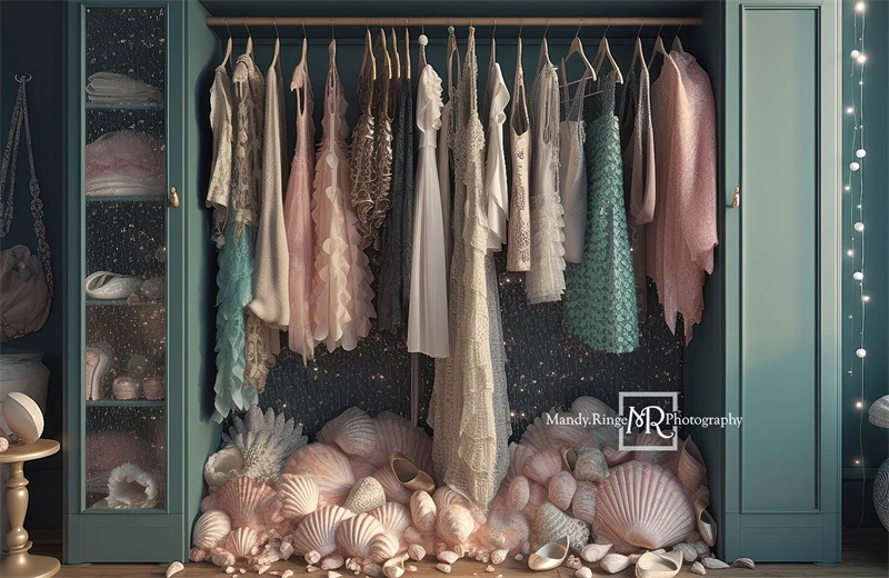 Kate Mermaid Dress-Up Closet Backdrop Designed by Mandy Ringe Photography - Image 4