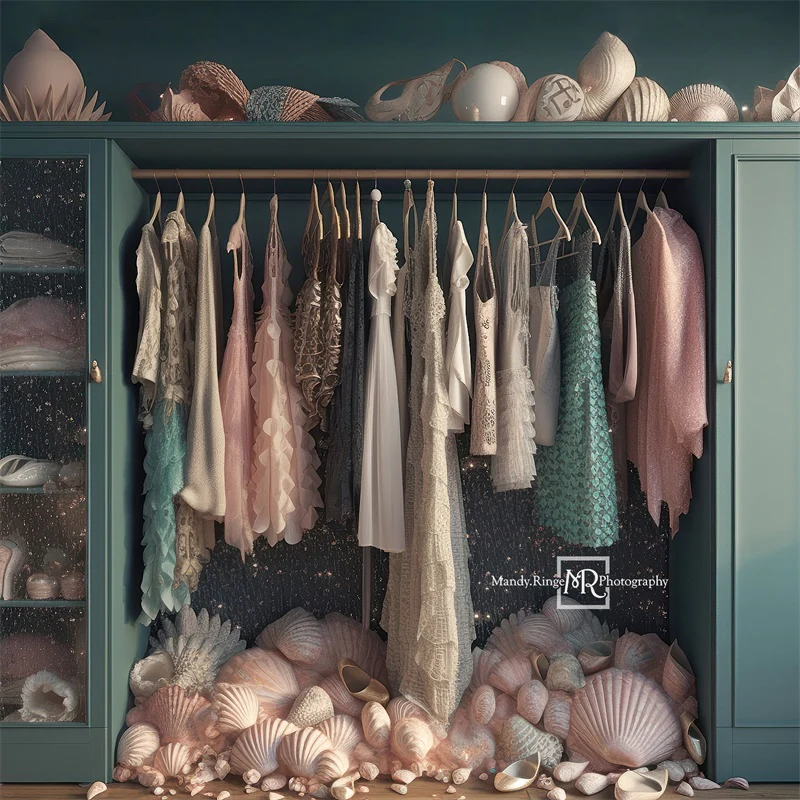 Kate Mermaid Dress-Up Closet Backdrop Designed by Mandy Ringe Photography - Image 5