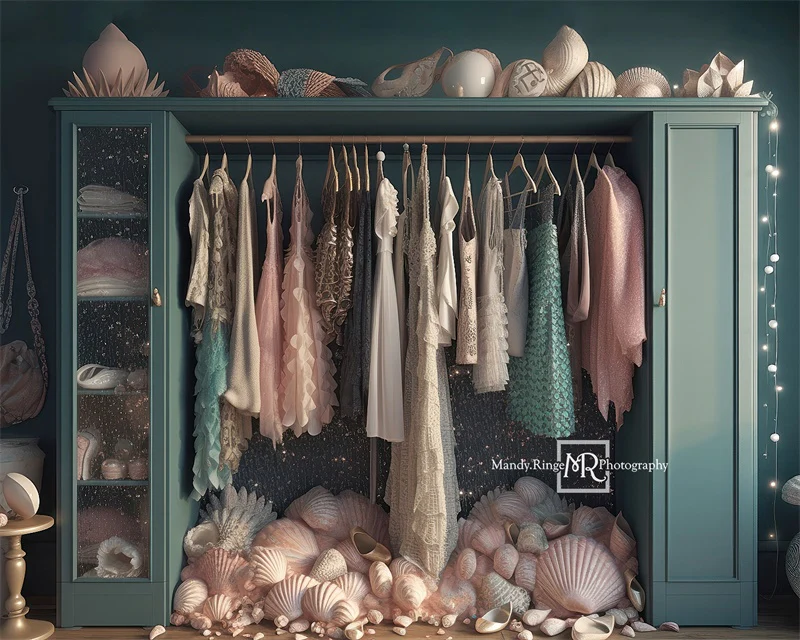 Kate Mermaid Dress-Up Closet Backdrop Designed by Mandy Ringe Photography - Image 6