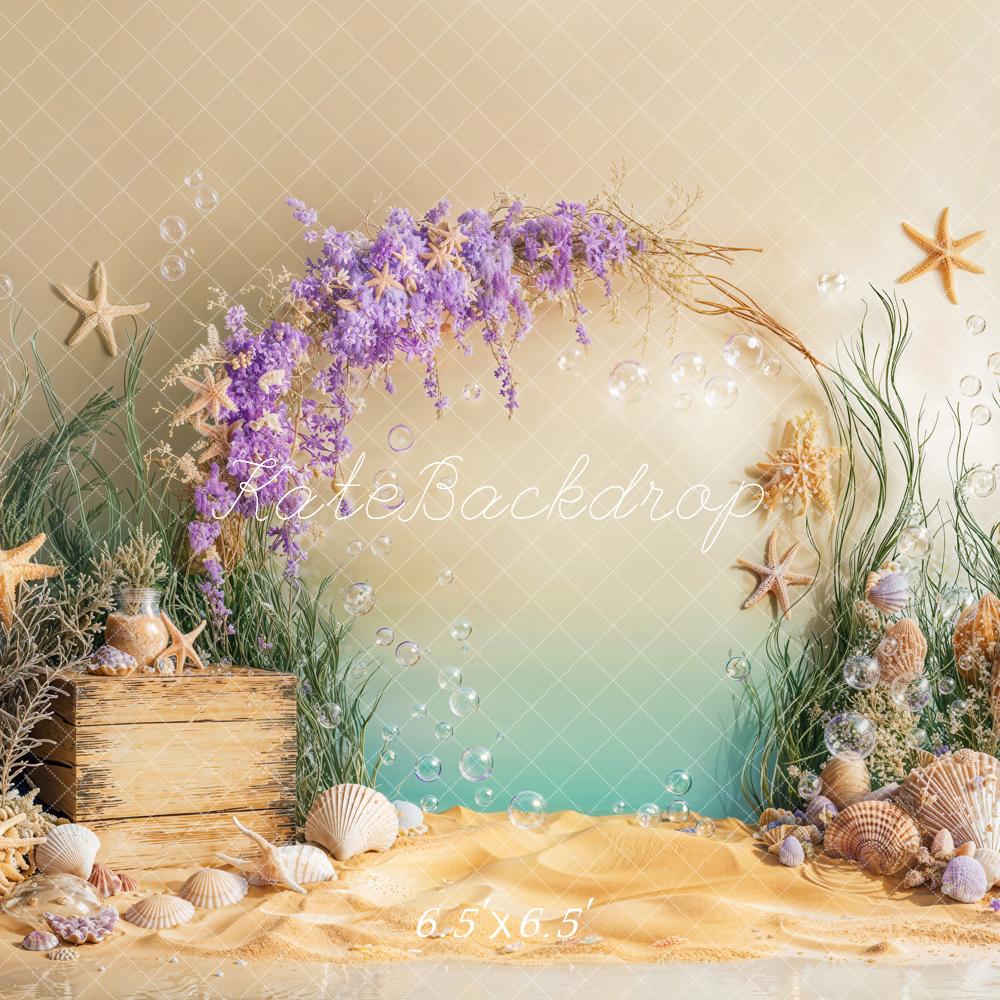 Kate Mermaid Underwater Starfish Seashell Backdrop Designed by Emetselch - Image 2