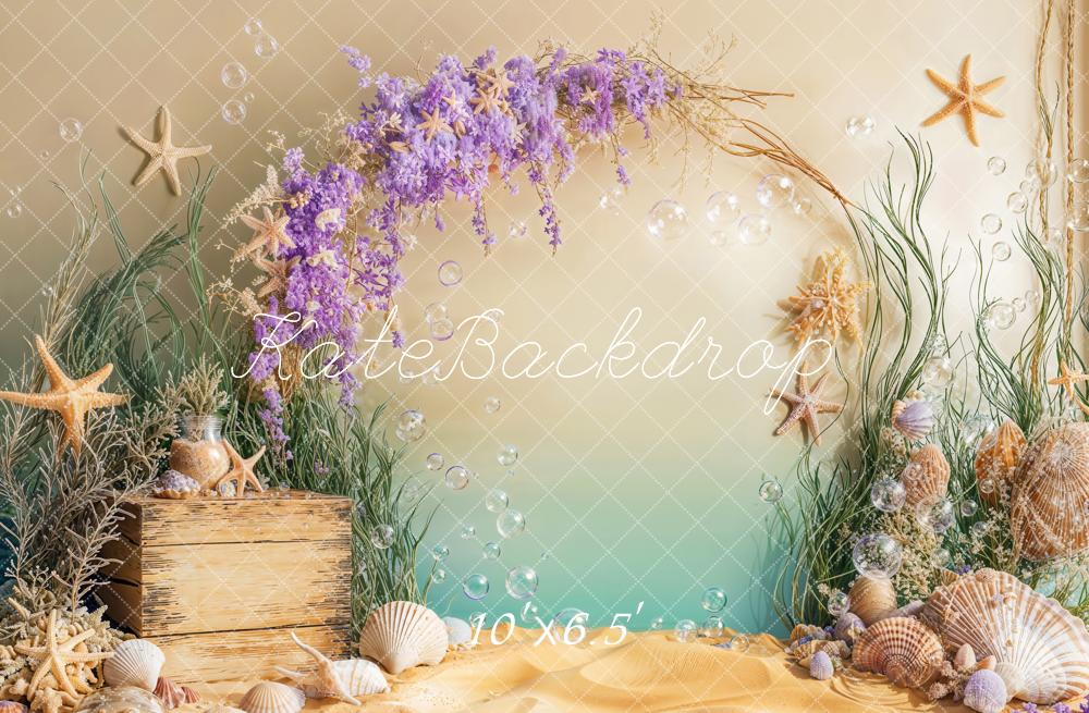 Kate Mermaid Underwater Starfish Seashell Backdrop Designed by Emetselch - Image 4