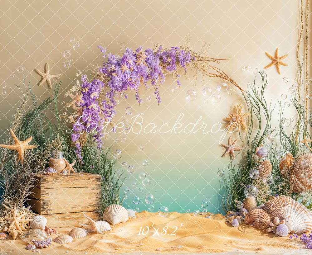 Kate Mermaid Underwater Starfish Seashell Backdrop Designed by Emetselch - Image 5