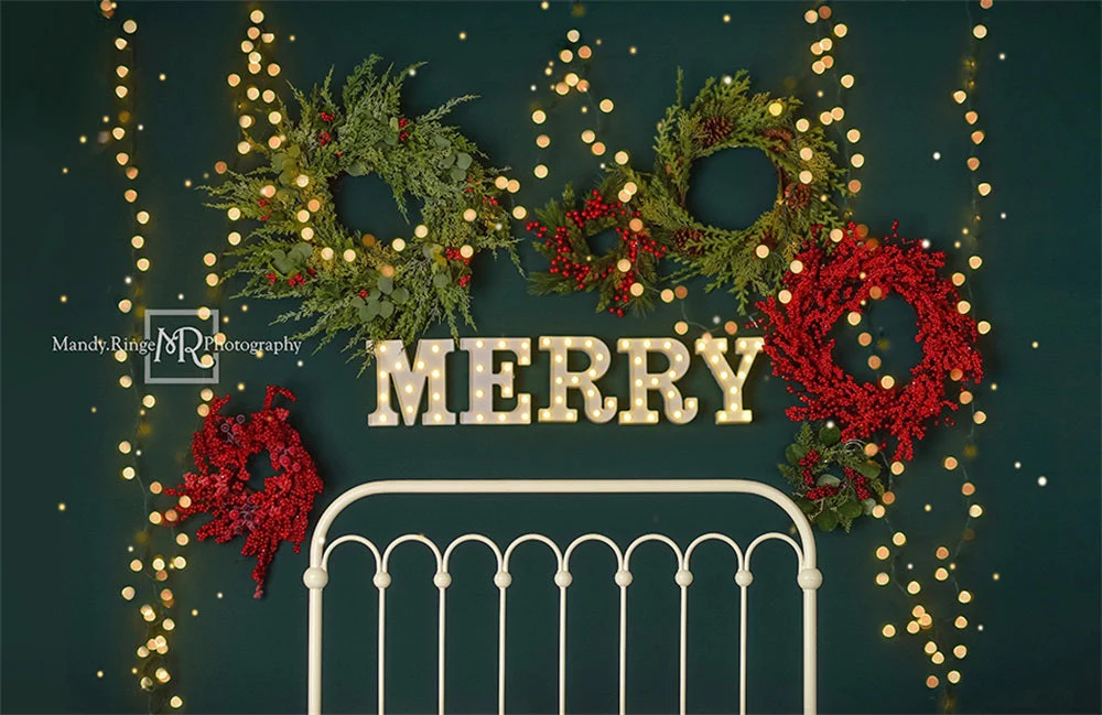 Kate Sparkle Merry Christmas Headboard Fleece Backdrop Designed By Mandy Ringe Photography - Image 5