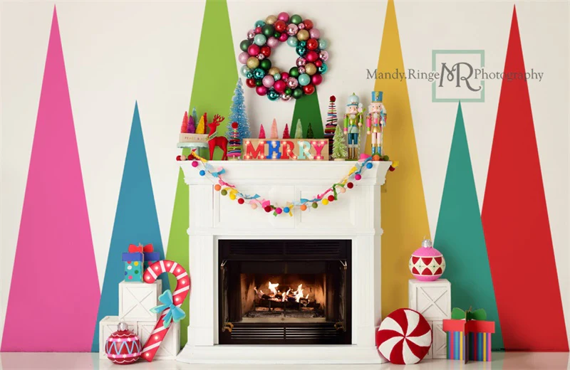 Kate Merry Christmas Bright Fireplace Backdrop Designed by Mandy Ringe Photography - Image 10