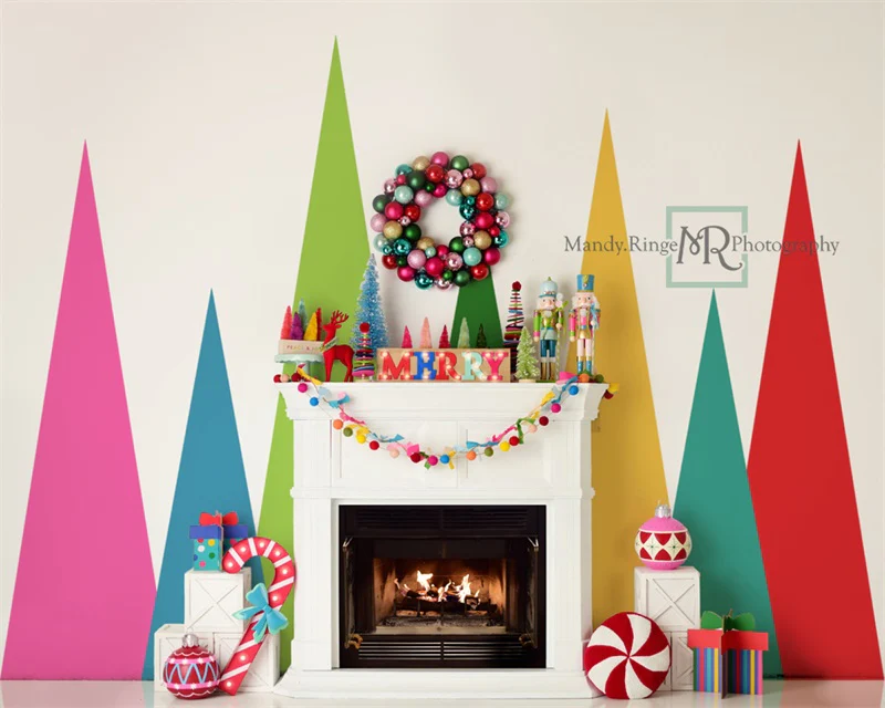Kate Merry Christmas Bright Fireplace Backdrop Designed by Mandy Ringe Photography - Image 12