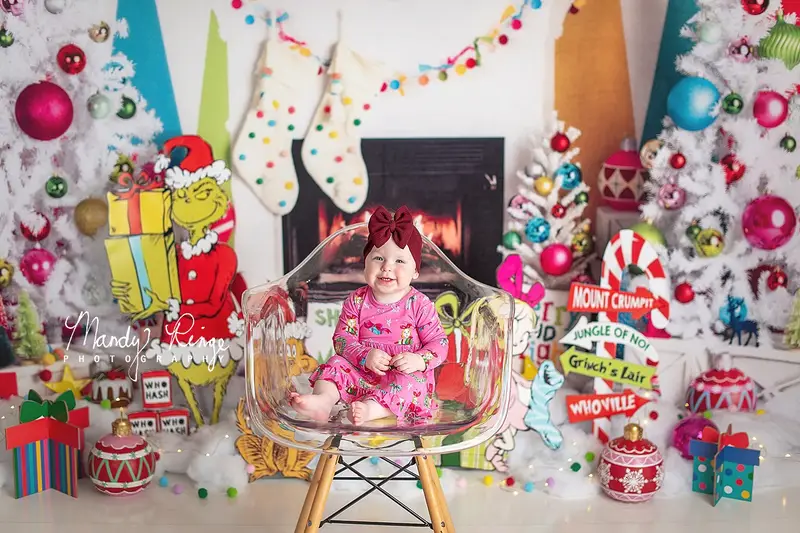 Kate Merry Christmas Bright Fireplace Backdrop Designed by Mandy Ringe Photography - Image 3