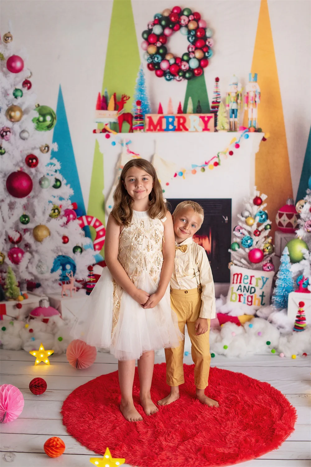 Kate Merry Christmas Bright Fireplace Backdrop Designed by Mandy Ringe Photography - Image 4