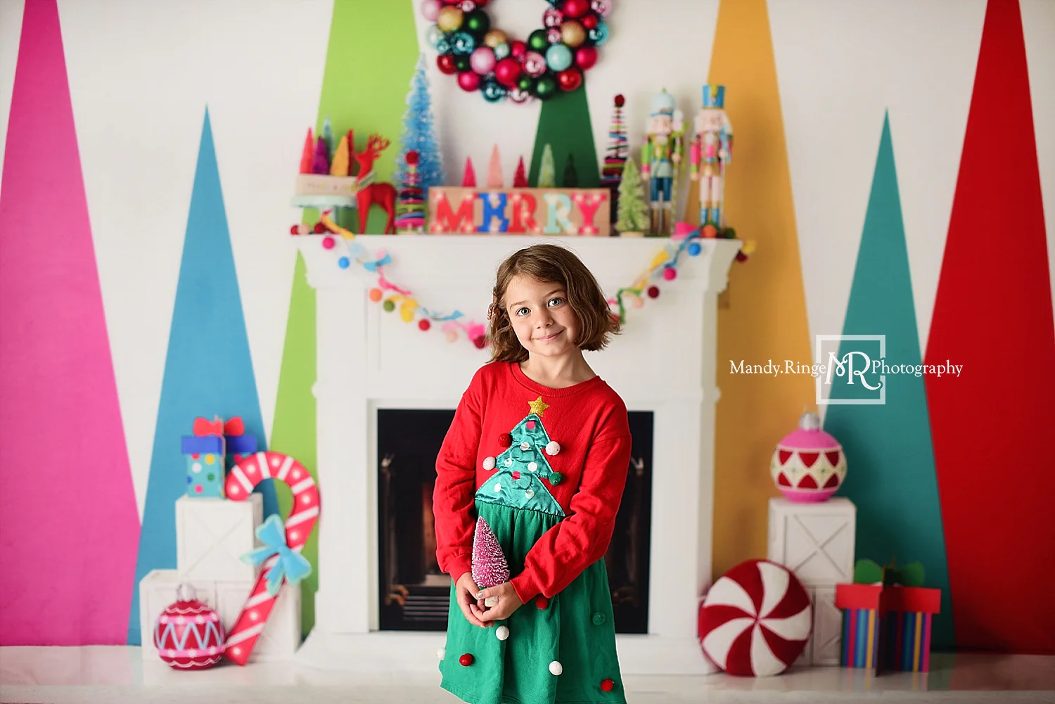 Kate Merry Christmas Bright Fireplace Backdrop Designed by Mandy Ringe Photography - Image 5