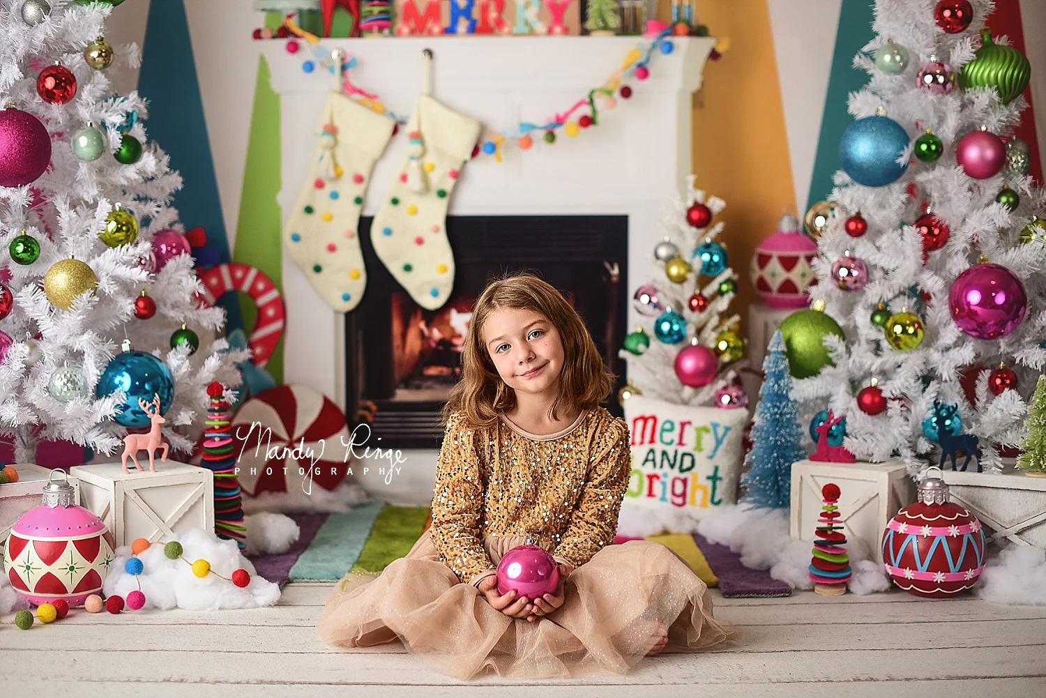 Kate Merry Christmas Bright Fireplace Backdrop Designed by Mandy Ringe Photography - Image 7