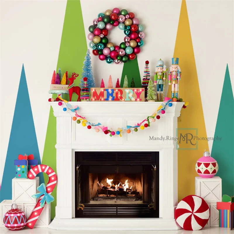 Kate Merry Christmas Bright Fireplace Backdrop Designed by Mandy Ringe Photography - Image 9