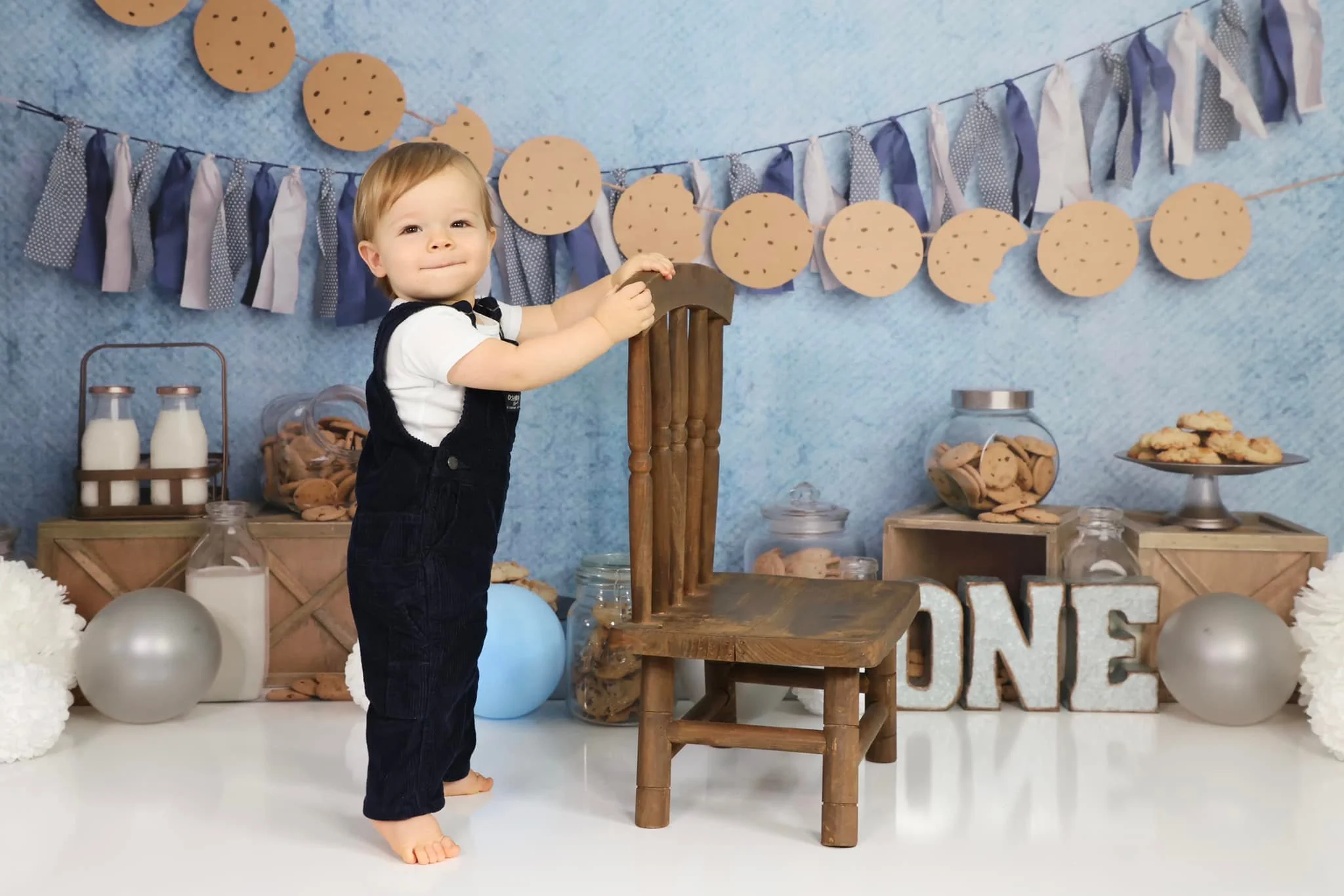 Kate Milk Cookies Blue Cake Smash Backdrop Designed by Melissa King - Image 4