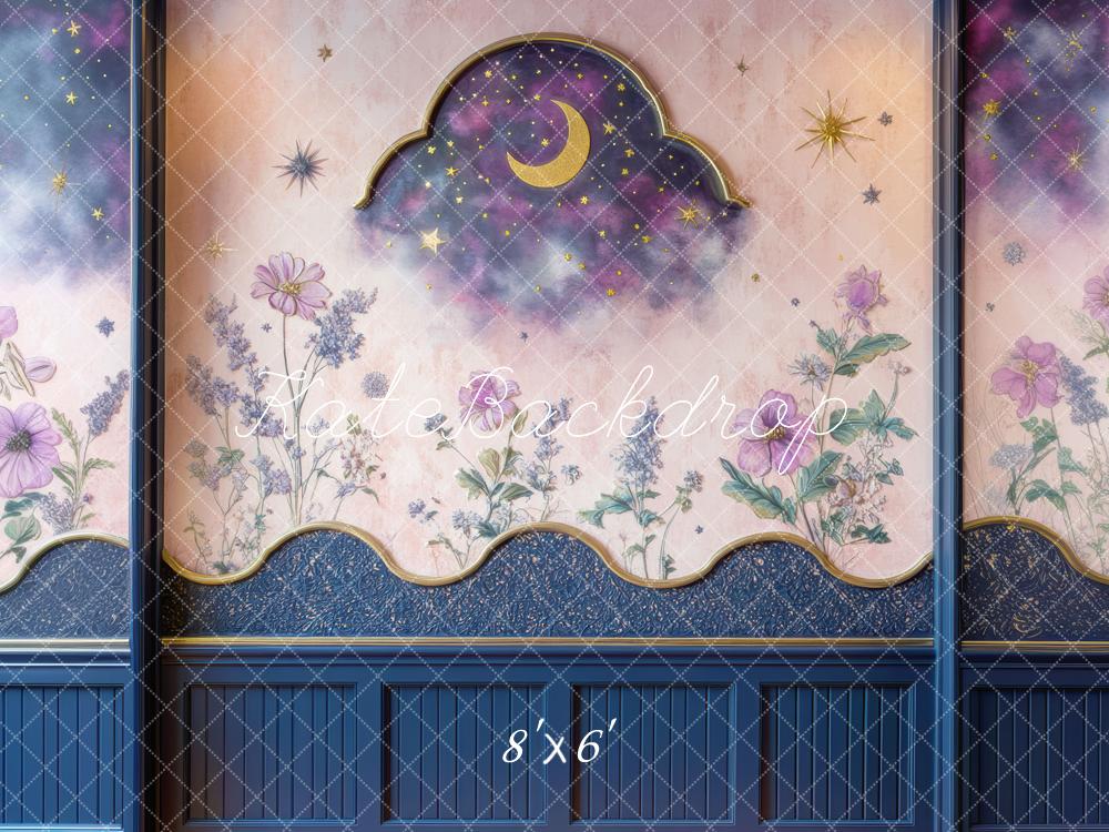 Kate Moon Floral Blue Wall Backdrop Designed by Mini MakeBelieve - Image 3
