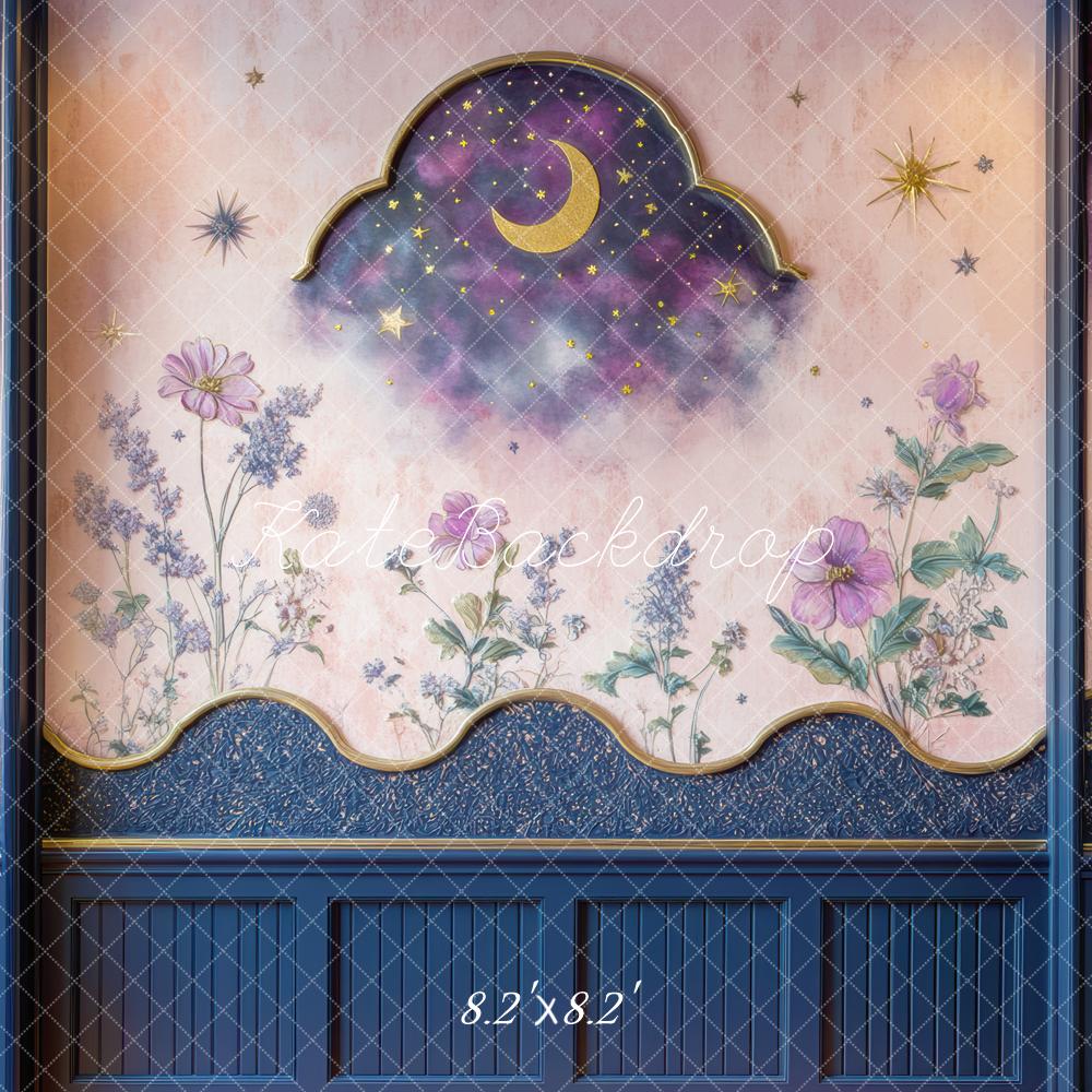 Kate Moon Floral Blue Wall Backdrop Designed by Mini MakeBelieve - Image 5