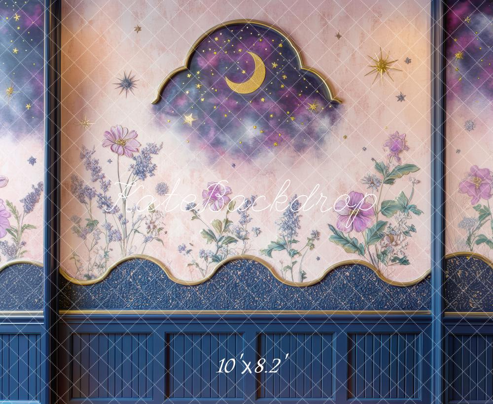 Kate Moon Floral Blue Wall Backdrop Designed by Mini MakeBelieve - Image 6