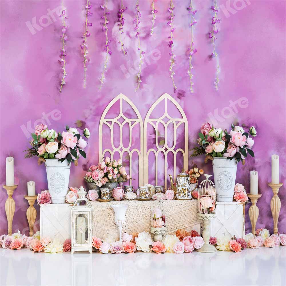 Kate Mother's Day Boho Flower Purple Spring/Summer Backdrop Designed by Emetselch - Image 2