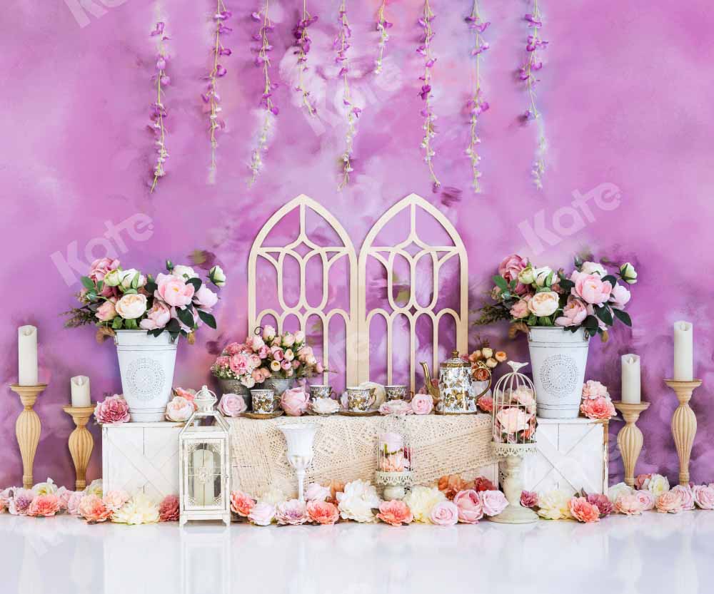 Kate Mother's Day Boho Flower Purple Spring/Summer Backdrop Designed by Emetselch - Image 3