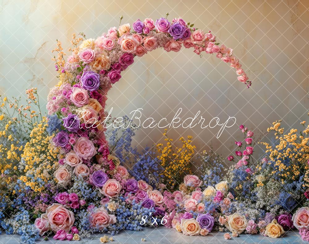 Kate Mother's Day Flower Arch Floral Moon Fleece Backdrop Designed by Emetselch - Image 2