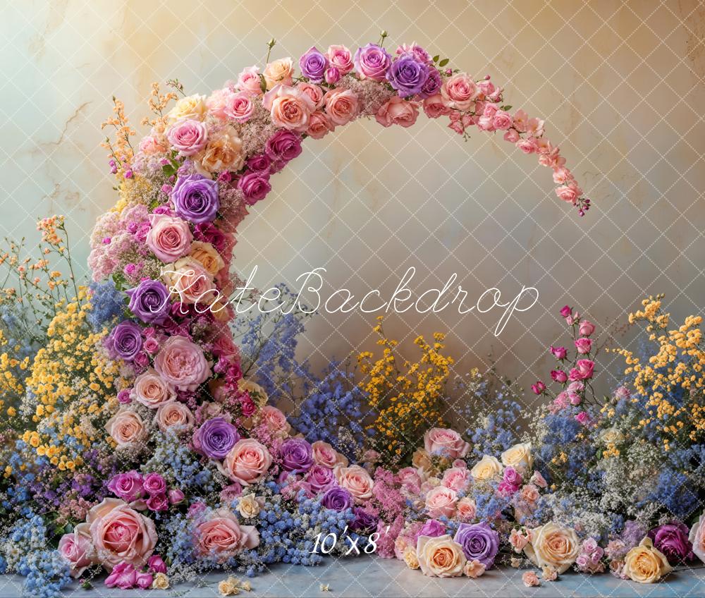 Kate Mother's Day Flower Arch Floral Moon Fleece Backdrop Designed by Emetselch - Image 3