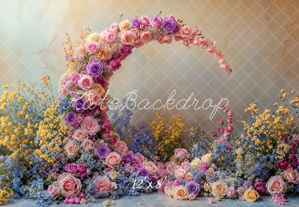 Kate Mother's Day Flower Arch Floral Moon Fleece Backdrop Designed by Emetselch - Image 4