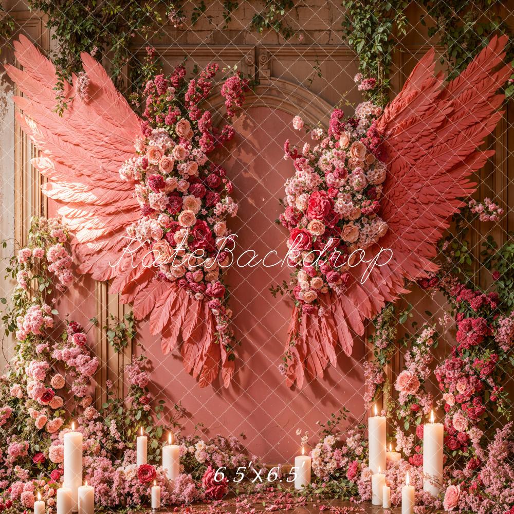 Kate Mother's Day Pink Floral Wings Backdrop Designed by Emetselch - Image 2