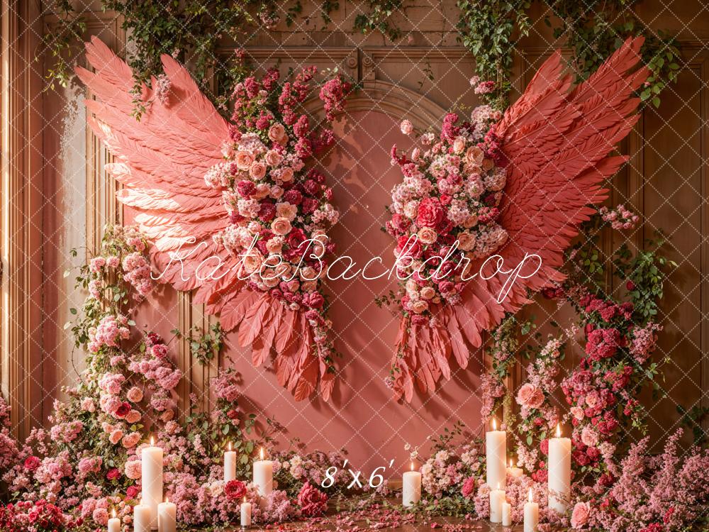 Kate Mother's Day Pink Floral Wings Backdrop Designed by Emetselch - Image 3