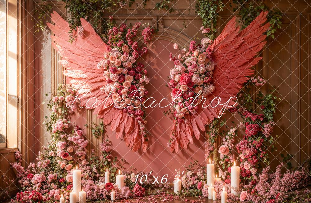 Kate Mother's Day Pink Floral Wings Backdrop Designed by Emetselch - Image 4