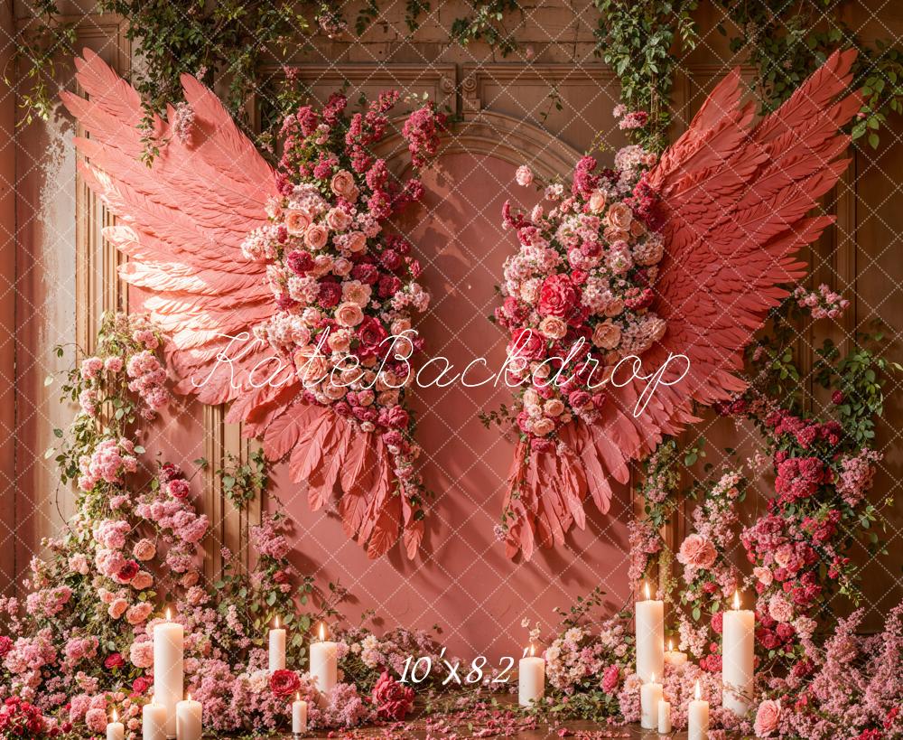 Kate Mother's Day Pink Floral Wings Backdrop Designed by Emetselch - Image 5