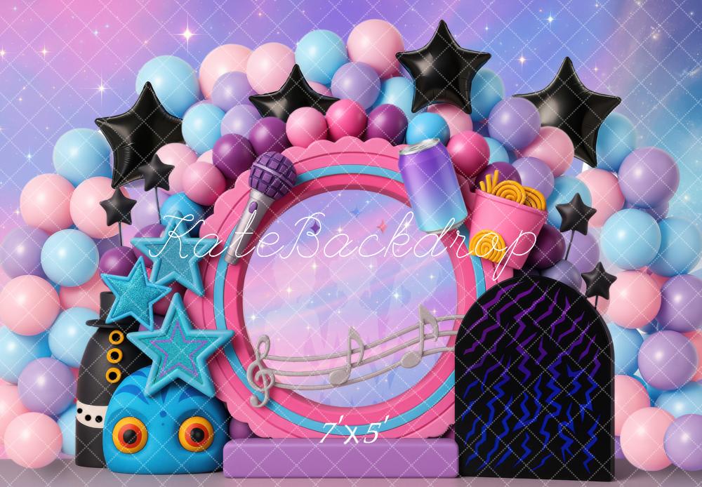 Kate Music Balloons Stars Microphone Pastel Backdrop Designed by Mini MakeBelieve - Image 2