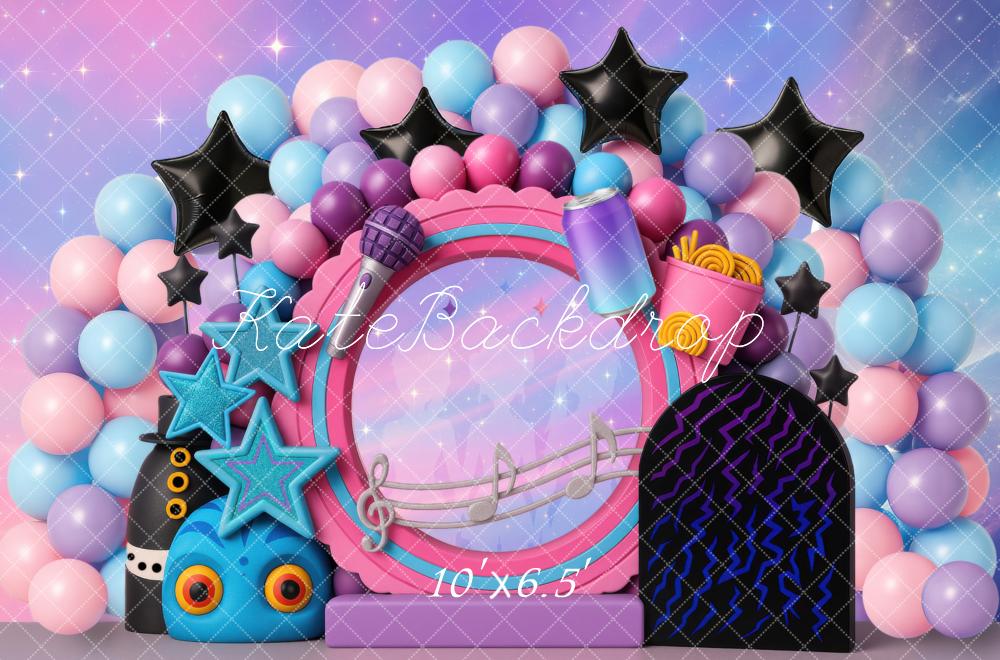 Kate Music Balloons Stars Microphone Pastel Backdrop Designed by Mini MakeBelieve - Image 6