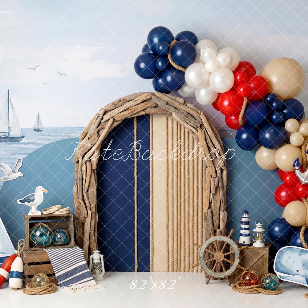 Kate Nautical Lighthouse Sailboats Driftwood Arch Backdrop Designed by Patty Robert - Image 5