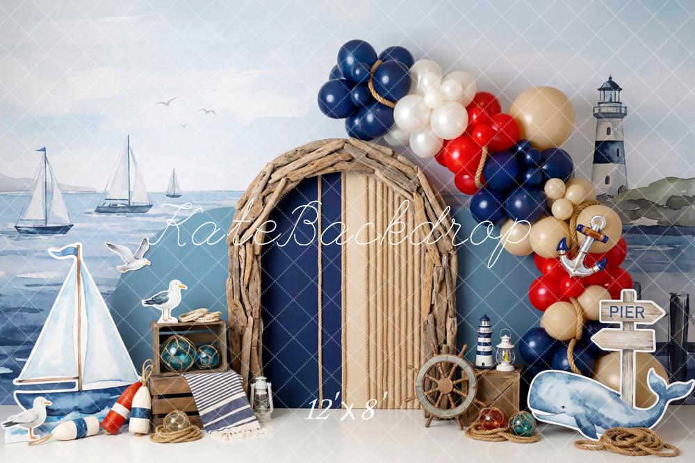 Kate Nautical Lighthouse Sailboats Driftwood Arch Backdrop Designed by Patty Robert - Image 8