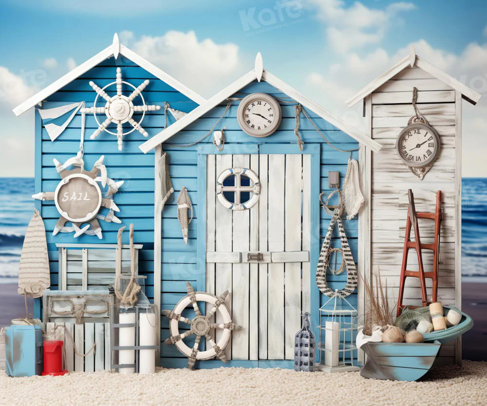 Kate Nautical Summer Blue House Backdrop Designed by Chain Photography - Image 2