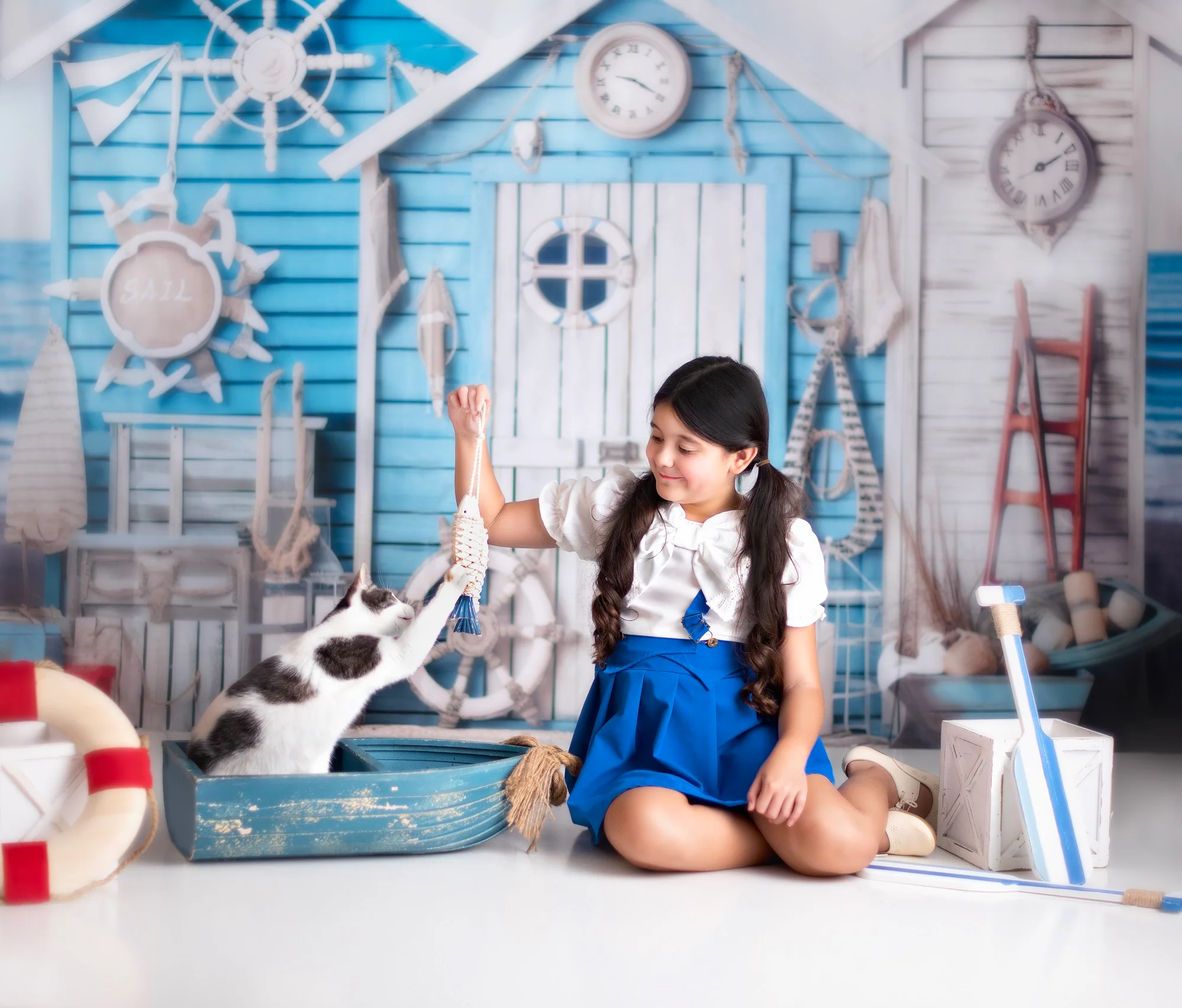 Kate Nautical Summer Blue House Backdrop Designed by Chain Photography - Image 3