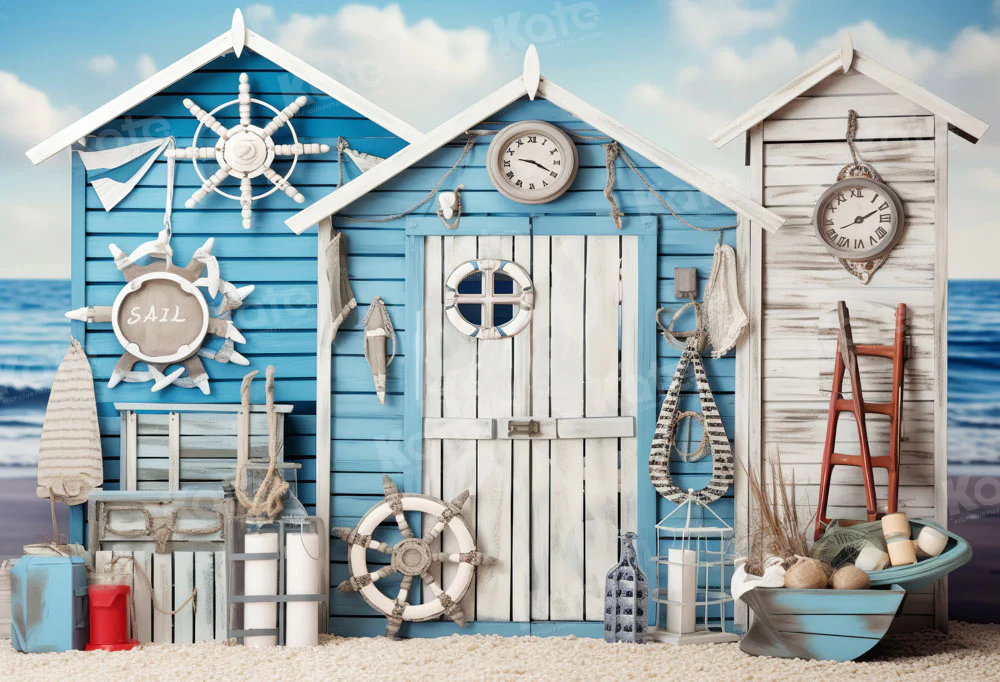 Kate Nautical Summer Blue House Backdrop Designed by Chain Photography - Image 6