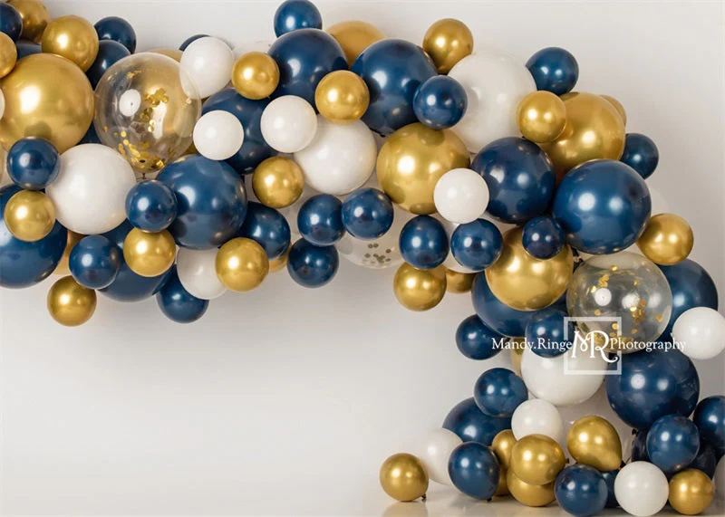 Kate Navy and Gold Balloon Garland Backdrop Designed by Mandy Ringe Photography - Image 2