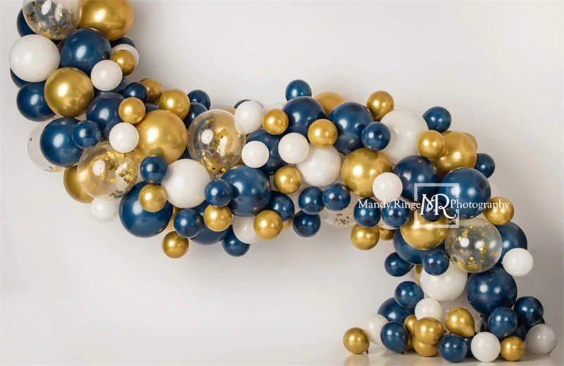 Kate Navy and Gold Balloon Garland Backdrop Designed by Mandy Ringe Photography - Image 5
