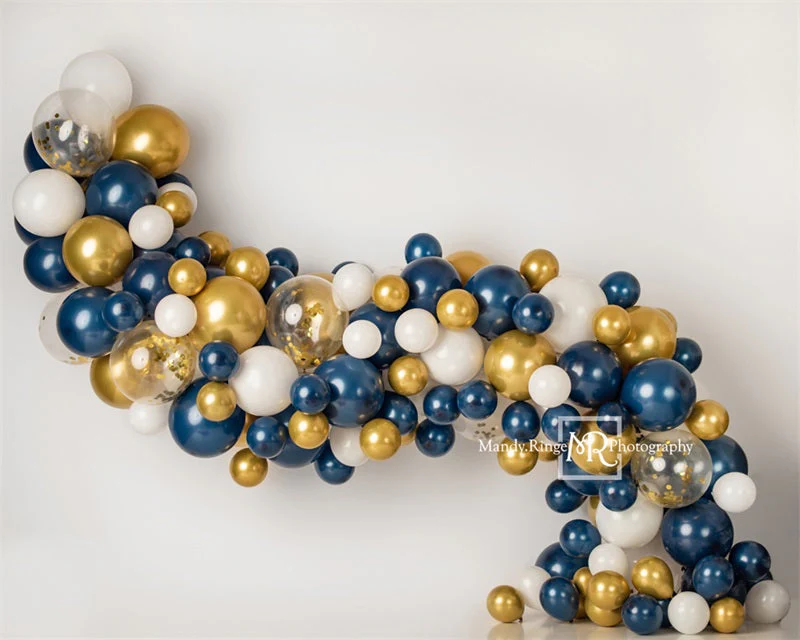 Kate Navy and Gold Balloon Garland Backdrop Designed by Mandy Ringe Photography - Image 7