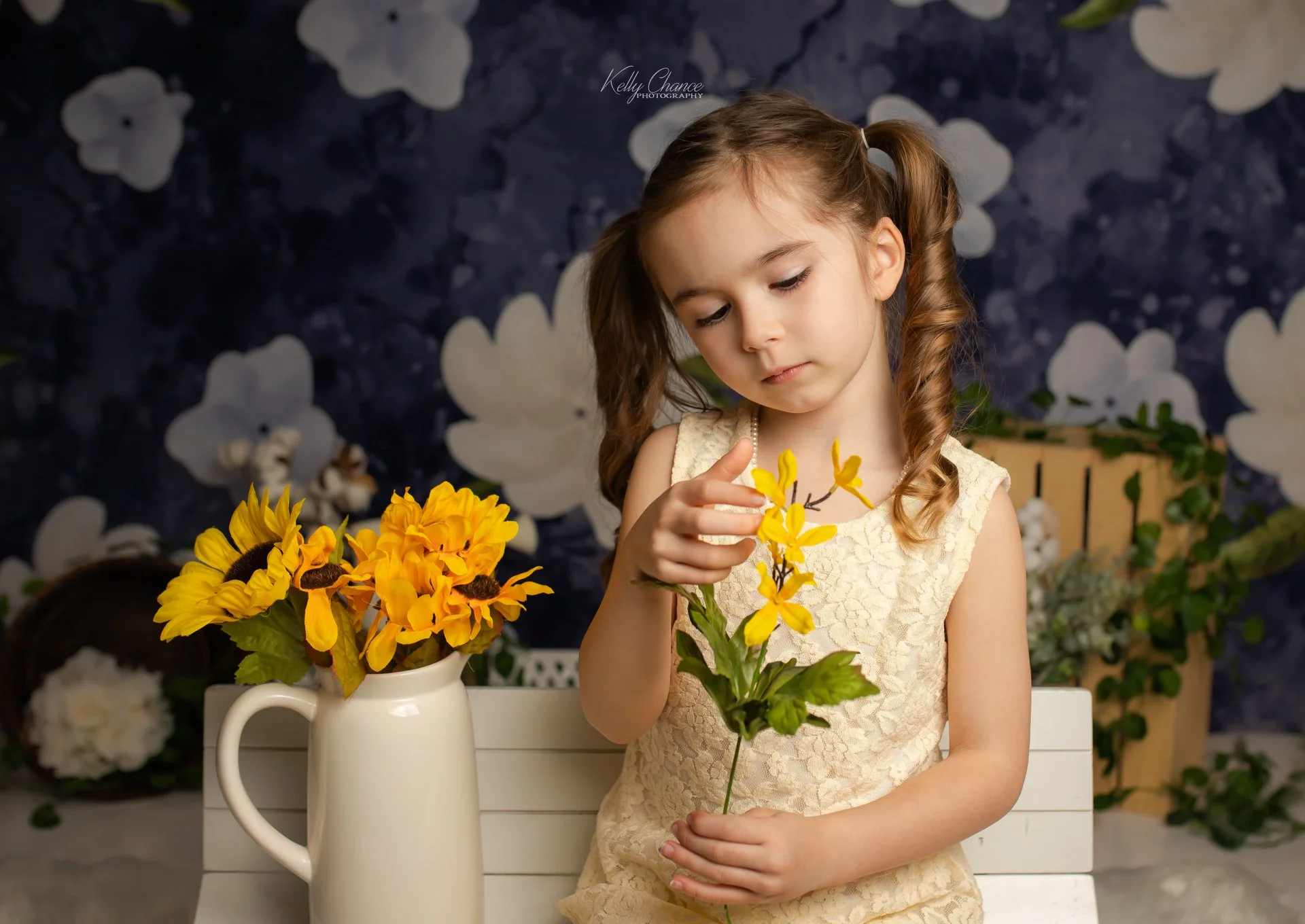 Kate Navy Flower Spring Backdrop Designed by Megan Leigh Photography - Image 4