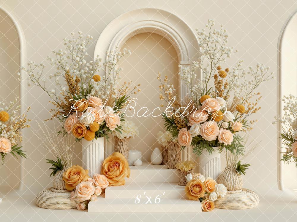 Kate Neutral Arch Floral Columns Backdrop Designed by Mini MakeBelieve - Image 3