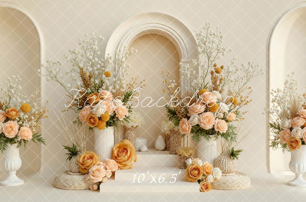 Kate Neutral Arch Floral Columns Backdrop Designed by Mini MakeBelieve - Image 4