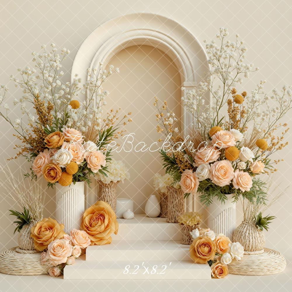 Kate Neutral Arch Floral Columns Backdrop Designed by Mini MakeBelieve - Image 5