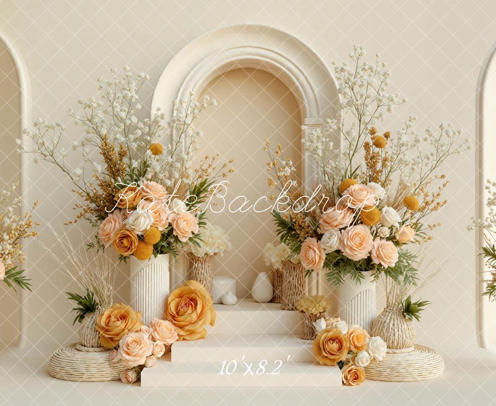 Kate Neutral Arch Floral Columns Backdrop Designed by Mini MakeBelieve - Image 6