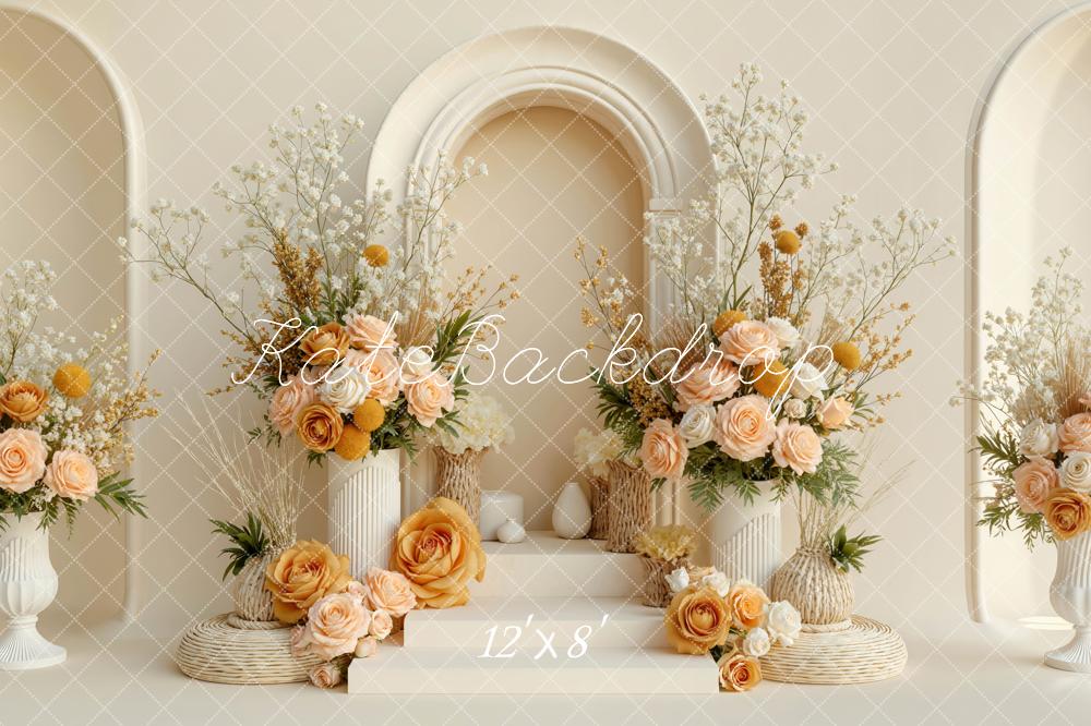 Kate Neutral Arch Floral Columns Backdrop Designed by Mini MakeBelieve - Image 8