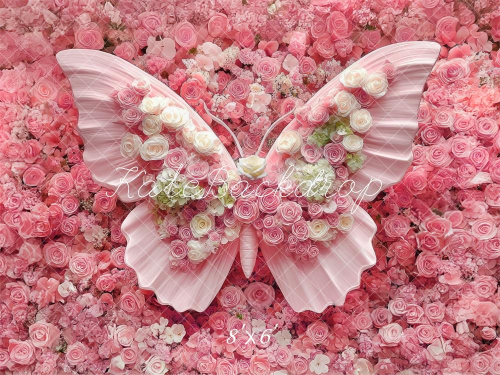 Kate Newborn Floral Butterfly Pink Floor Backdrop Designed by Mini MakeBelieve - Image 3