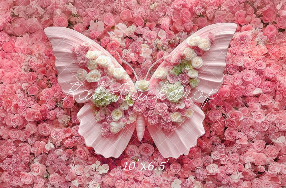Kate Newborn Floral Butterfly Pink Floor Backdrop Designed by Mini MakeBelieve - Image 4