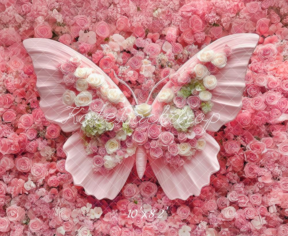 Kate Newborn Floral Butterfly Pink Floor Backdrop Designed by Mini MakeBelieve - Image 5