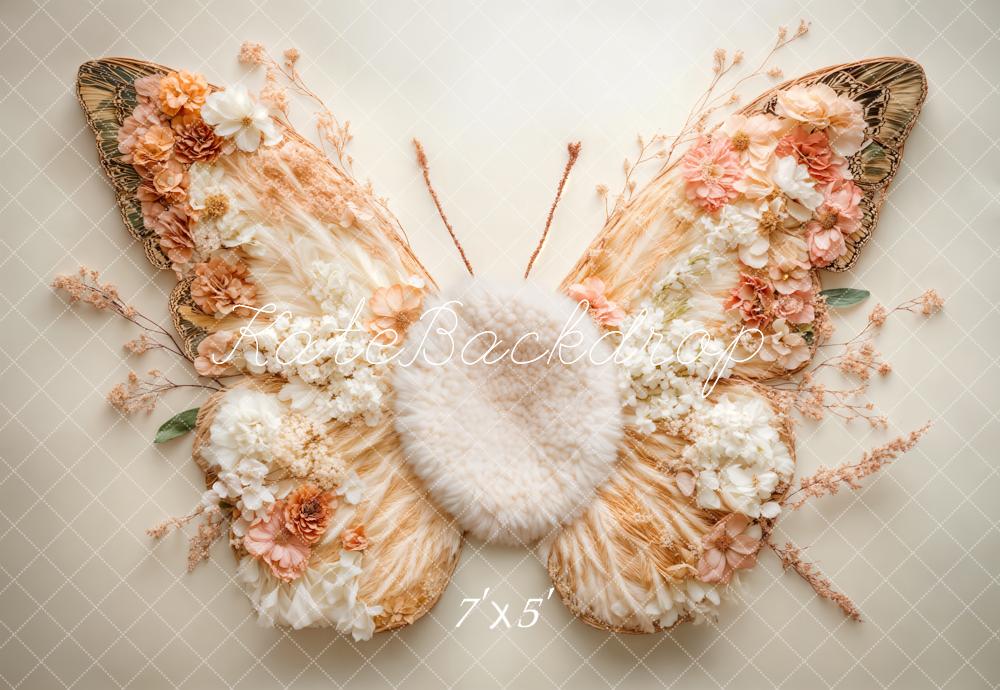 Kate Newborn Floral Butterfly Wings Floor Backdrop Designed by Emetselch - Image 2