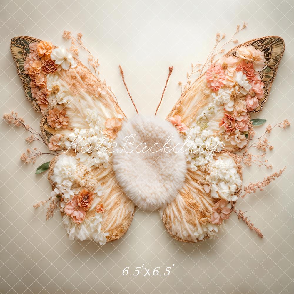 Kate Newborn Floral Butterfly Wings Floor Backdrop Designed by Emetselch - Image 3